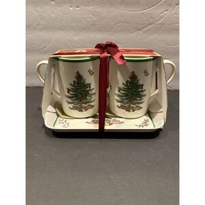 Holiday Bundle Spode Christmas Tree by Pimpernel Mug Tray & Tea Gift Set NIB